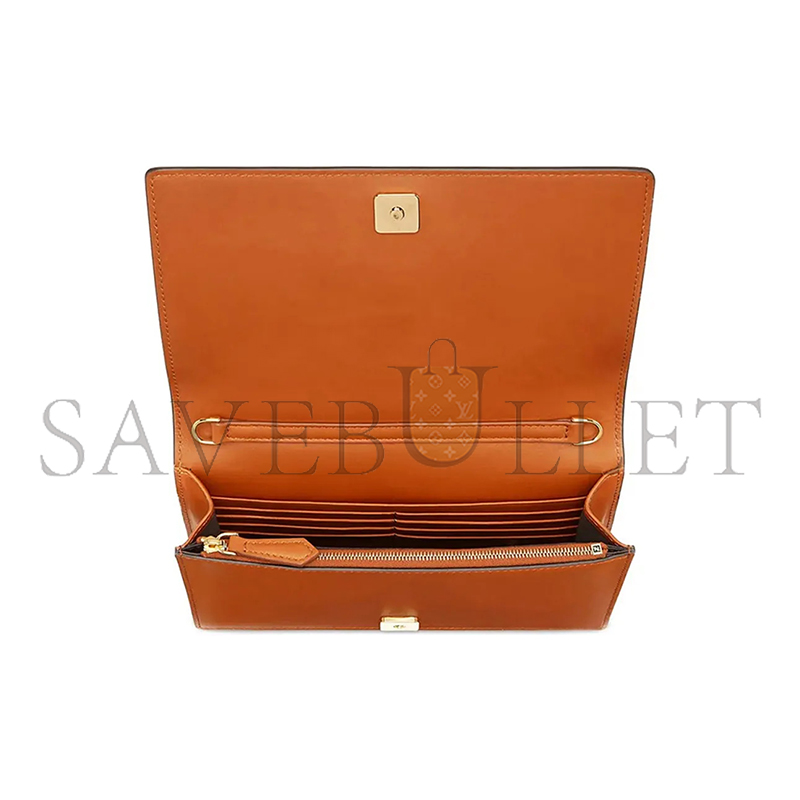 F**di vitello king tamponato logo embossed medium wallet on chain cuoio 8bs006aayzf0qvk (20*13*6cm)